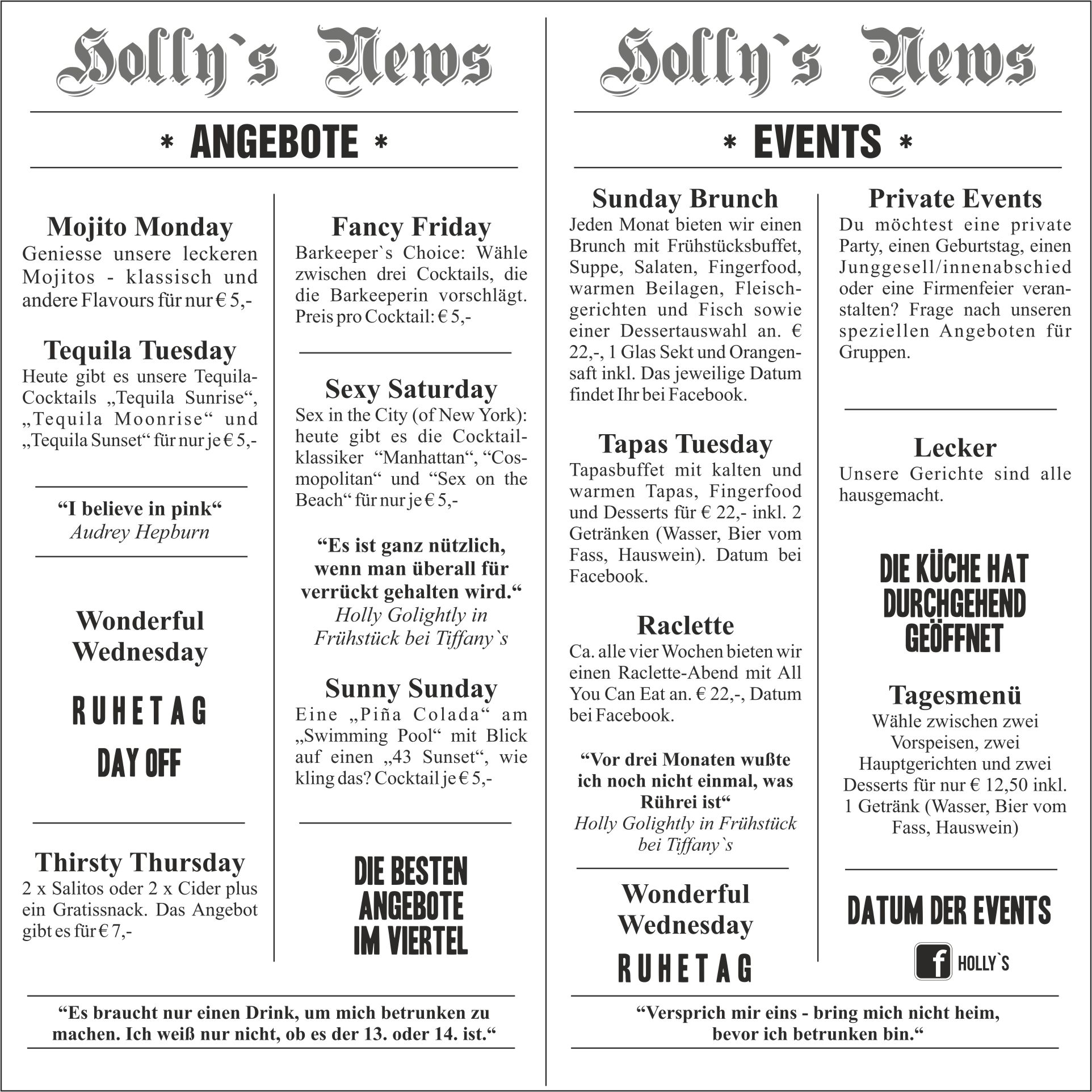 Holly`s News | Tagesangebote